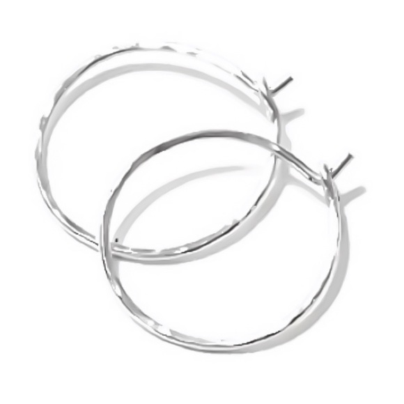 Small 925 Sterling Silver Hammered Textured Classic Lightweight Hoop Earrings - Picture 2 of 6